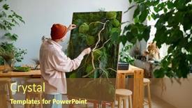  Presentation with floral - Theme having young-hipster-man-designer-creating background and a tawny brown colored foreground