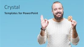  Presentation with chocolate - Beautiful slide deck featuring young-hipster-man-eating-chocolate backdrop and a light blue colored foreground