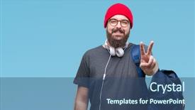  Presentation with red cardiac - Presentation theme enhanced with young hipster man wearing red background and a ocean colored foreground