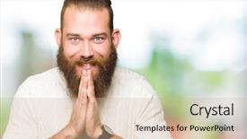  Presentation with praying hands - Amazing presentation design having young hipster man wearing winter backdrop and a  colored foreground