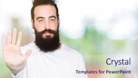  Presentation with long hair man - PPT layouts with young hipster man with long background and a  colored foreground