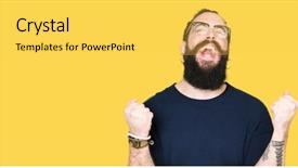  Presentation with long hair man - Slides having young hipster man with long background and a  colored foreground