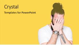  Presentation with long hair man - Amazing presentation design having young hipster man with long backdrop and a  colored foreground