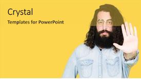  Presentation with long hair man - Audience pleasing PPT theme consisting of young hipster man with long backdrop and a yellow colored foreground