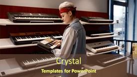  Presentation with piano - Presentation design enhanced with young-hipster-woman-holding background and a  colored foreground