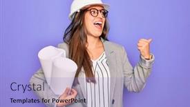 Presentation with architect - Colorful presentation theme enhanced with young-hispanic-architect-woman-wearing backdrop and a light blue colored foreground