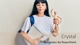  Presentation with art - Audience pleasing presentation consisting of young-hispanic-art-student-girl backdrop and a soft green colored foreground