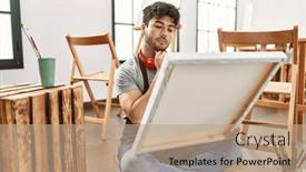  Presentation with art - Theme featuring young-hispanic-artist-man-concentrated background and a  colored foreground