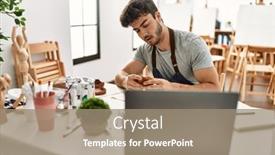  Presentation with art - Presentation featuring young-hispanic-artist-man-having background and a coral colored foreground