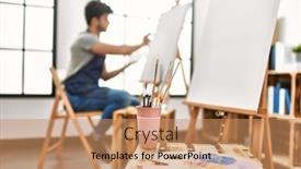  Presentation with art - Slides featuring young-hispanic-artist-man-smiling background and a coral colored foreground