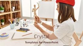  Presentation with art - PPT layouts featuring young-hispanic-artist-woman-wearing background and a lemonade colored foreground