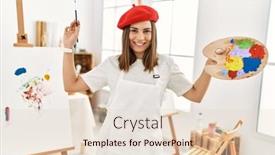  Presentation with art - Theme enhanced with young-hispanic-artist-woman-wearing background and a lemonade colored foreground