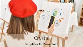  Presentation with art - Slides consisting of young-hispanic-artist-woman-wearing background and a lemonade colored foreground