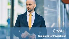  Presentation with canadian - Cool new slide set with young-hispanic-bald-businessman backdrop and a teal colored foreground