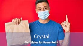  Presentation with food mask - Colorful slide set enhanced with young-hispanic-boy-delivering-food backdrop and a ocean colored foreground