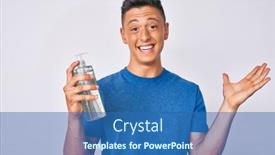  Presentation with hand sanitizer - PPT theme with young-hispanic-boy-using-hand background and a teal colored foreground