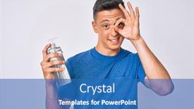  Presentation with hand sanitizer - PPT layouts having young-hispanic-boy-using-hand background and a teal colored foreground