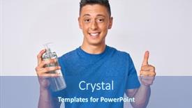  Presentation with hand sanitizer - Slide deck enhanced with young-hispanic-boy-using-hand background and a ocean colored foreground