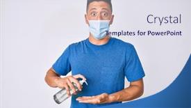  Presentation with medical face mask - Slides enhanced with young-hispanic-boy-wearing-medical background and a sky blue colored foreground