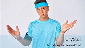  Presentation with sportswear - Presentation design featuring young-hispanic-boy-wearing-sportswear background and a light blue colored foreground