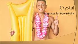  Presentation with matress - Cool new slide deck with young-hispanic-boy-wearing-swimsuit backdrop and a yellow colored foreground