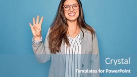  Presentation with confident young hispanic woman - Colorful presentation theme enhanced with young-hispanic-business-woman-wearing backdrop and a teal colored foreground