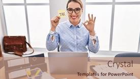  Presentation with taxes - Presentation theme enhanced with young-hispanic-business-woman background and a coral colored foreground