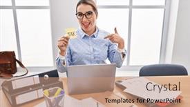  Presentation with taxes - Slide deck featuring young-hispanic-business-woman background and a coral colored foreground