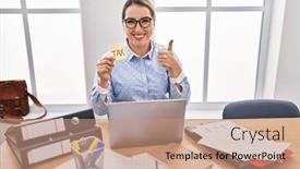  Presentation with taxes - Presentation consisting of young-hispanic-business-woman background and a coral colored foreground