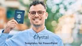  Presentation with united states - Colorful slide deck enhanced with young-hispanic-businessman-smiling-happy backdrop and a light blue colored foreground