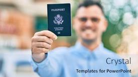  Presentation with united states treasury - Audience pleasing PPT theme consisting of young-hispanic-businessman-smiling-happy backdrop and a light blue colored foreground