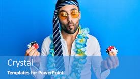  Presentation with party - PPT layouts enhanced with young-hispanic-businessman-wearing-party background and a teal colored foreground