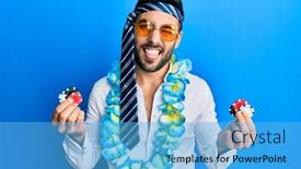  Presentation with casino - Slides featuring young-hispanic-businessman-wearing-party background and a light blue colored foreground