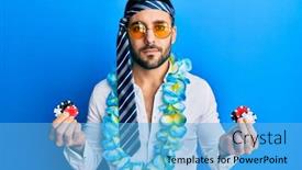  Presentation with casino - Amazing slide deck having young-hispanic-businessman-wearing-party backdrop and a light blue colored foreground