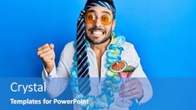  Presentation with cocktail party - Slide set enhanced with young-hispanic-businessman-wearing-party background and a teal colored foreground