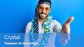  Presentation with party - Slides enhanced with young-hispanic-businessman-wearing-party background and a teal colored foreground