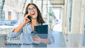  Presentation with hispanic - Cool new PPT layouts with young-hispanic-businesswoman-smiling-happy backdrop and a light blue colored foreground