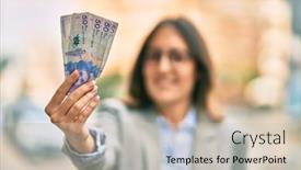  Presentation with college education happy smiling - Colorful presentation enhanced with young-hispanic-businesswoman-smiling-happy backdrop and a soft green colored foreground