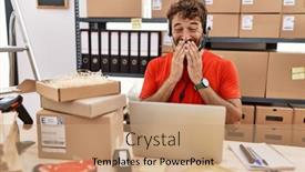  Presentation with scandal - Presentation theme enhanced with young-hispanic-call-center-agent background and a  colored foreground