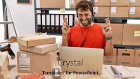  Presentation with call center - PPT theme having young-hispanic-call-center-agent background and a  colored foreground