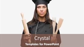  Presentation with cook chef - Beautiful PPT theme featuring young hispanic cook woman wearing chef uniform with a confident expression on smart face thinking serious backdrop and a tawny brown colored foreground