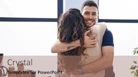  Presentation with office workers - Presentation design consisting of young-hispanic-couple-business-workers background and a coral colored foreground