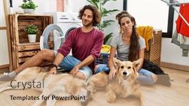  Presentation with laundry - PPT layouts with young-hispanic-couple-doing-laundry background and a  colored foreground