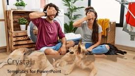  Presentation with laundry - Presentation consisting of young-hispanic-couple-doing-laundry background and a  colored foreground