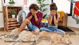  Presentation with laundry - Presentation theme consisting of young-hispanic-couple-doing-laundry background and a  colored foreground