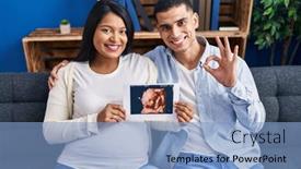  Presentation with baby ultrasound - Presentation theme featuring young-hispanic-couple-expecting background and a light blue colored foreground