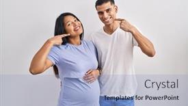  Presentation with baby teeth - Slides consisting of young-hispanic-couple-expecting background and a  colored foreground