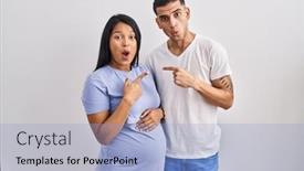  Presentation with baby - Presentation design having young-hispanic-couple-expecting background and a light blue colored foreground