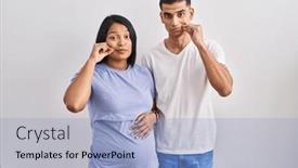  Presentation with lips mouth - PPT theme enhanced with young-hispanic-couple-expecting background and a light blue colored foreground