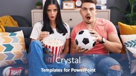  Presentation with popcorn - Presentation consisting of young-hispanic-couple-football-hooligans background and a ocean colored foreground